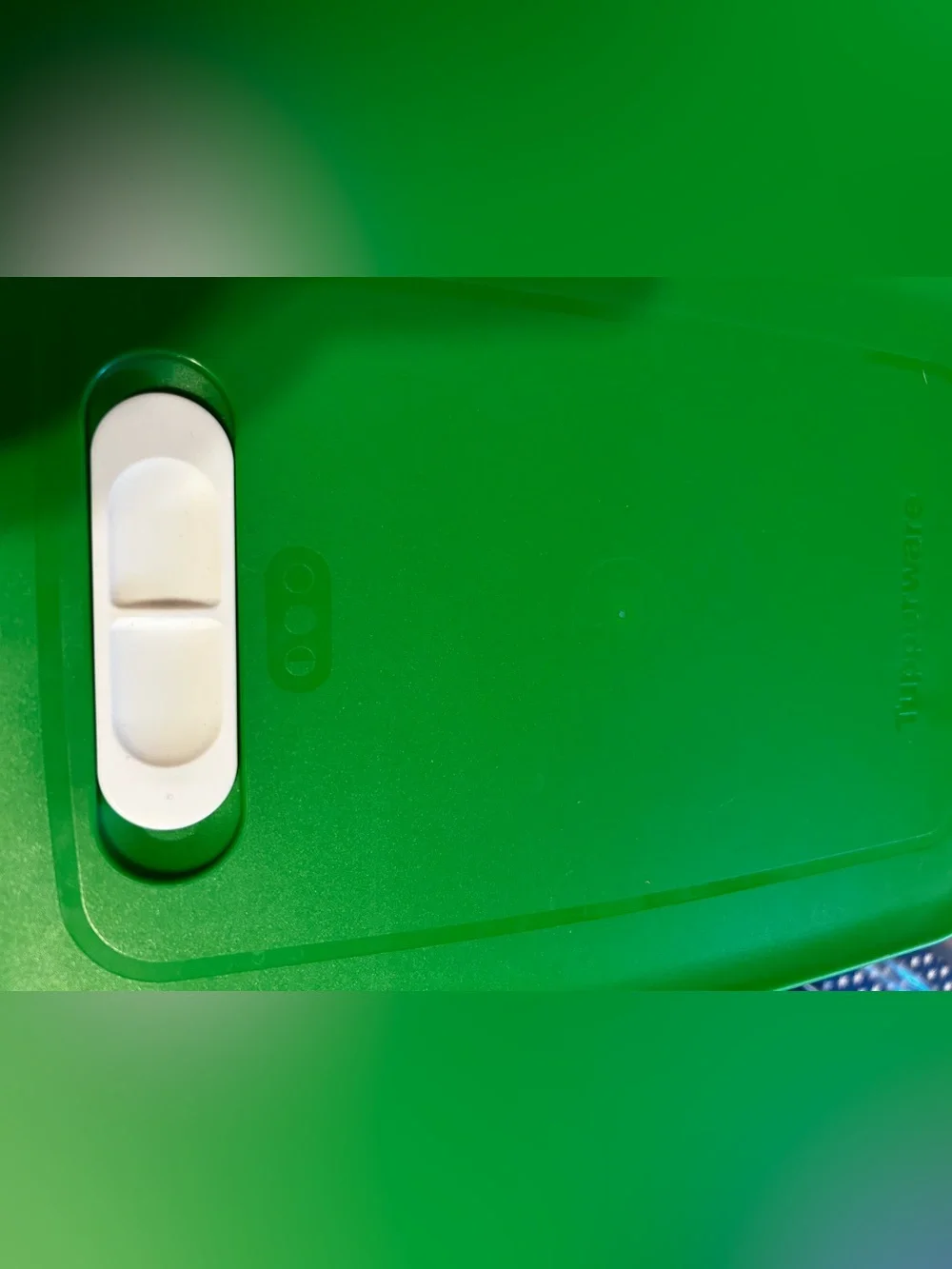 Tupperware Clear Container with Bright Green Lid and Produce Accents